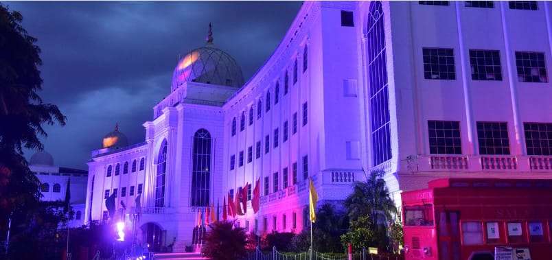 How the Salar Jung Musuem looks from outside in different lighting