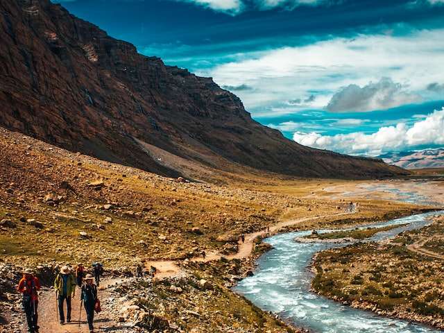 Do not panic is the best tip when you are on the Kailash Mansarovar Yatra that these people walking near Kailash are following