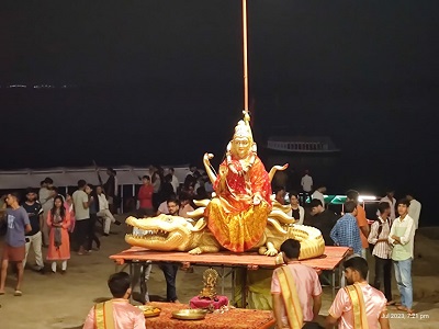 Devi Ganga seated on a Crocodile