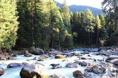 A river in the mountains at pahalgam, Jammu