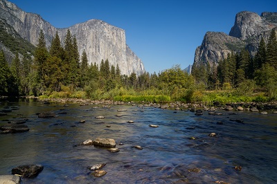 Hiking Trails through water in Yosemite National park in California