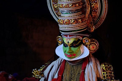 Kathakali perfromer in his makeup at Munnar