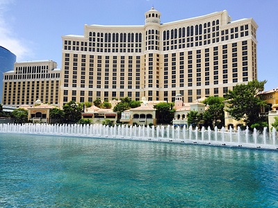 The Water fountain show at the Bellagio Hotel in Las Vegas attracts hundreds of tourists everyday