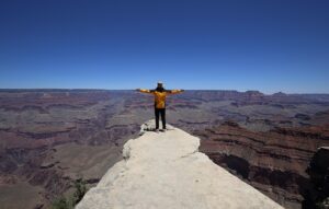 Native American looking at the history in the Grand Canyon
